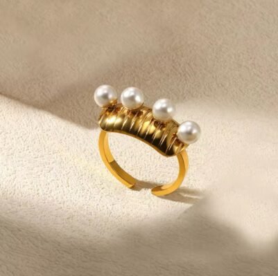 img_5483 Pearl Ring  🐚 18K Gold-plated Stainless Steel - Image 1