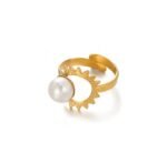 Sun with pearl ring 18K Gold-plated Stainless Steel ☀️ - Image 3