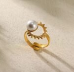 Sun with pearl ring 18K Gold-plated Stainless Steel ☀️