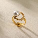 Sun with pearl ring 18K Gold-plated Stainless Steel ☀️