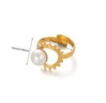 Sun with pearl ring 18K Gold-plated Stainless Steel ☀️ - Image 2