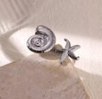 Shell and starfish ring 18K Gold-plated Stainless Steel - Image 2
