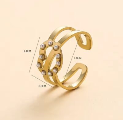 img_3140 Heart Pearl Ring 18K Gold-plated Stainless Steel - Image 1