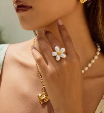 img_3420 Pearl flower Stainless Steel Ring - Image 3