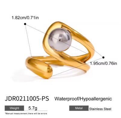 img_3423 Minimal Two toned ring 18K Gold-plated Stainless Steel - Image 2