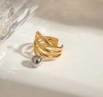 Minimal Two toned Ring 18K Gold-plated Stainless Steel - Image 4