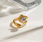 Minimal Two toned ring 18K Gold-plated Stainless Steel - Image 4