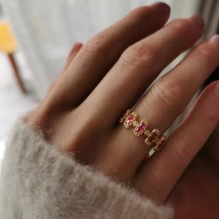 Pink geometric ring