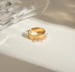 Gold with pink dangles Stainless Steel