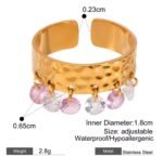 Gold with pink dangles Stainless Steel - Image 2