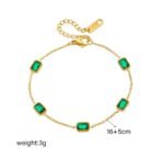 Stainless steel rectangle green bracelet - Image 5