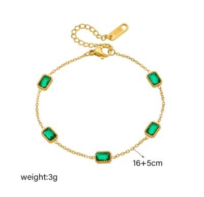 img_2012 Stainless steel rectangle green bracelet - Image 5
