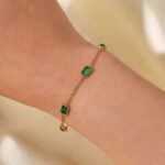 Stainless steel rectangle green bracelet