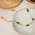 Stainless steel rectangle green bracelet - Image 4