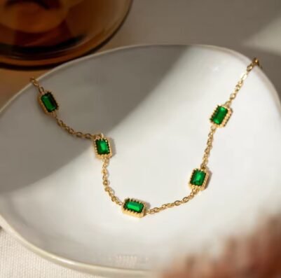img_2015 Stainless steel rectangle green bracelet - Image 3
