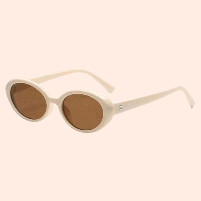 abaya-line-zip-17 Beige Oval Sunglasses - Image 1