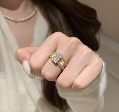 img_2271 Crystal Geometric Stainless Steel Ring - Image 1