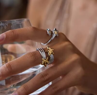 img_3421-3 Two toned star ring Silver Plated ⭐️ - Image 1