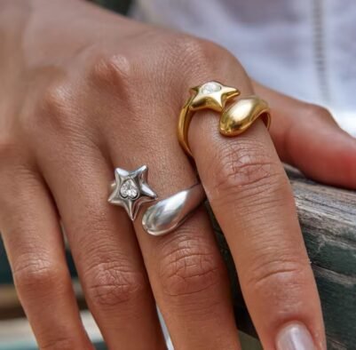 img_3429-2 Minimalist Star Ring 18K Gold-plated Stainless Steel 🌟 - Image 2