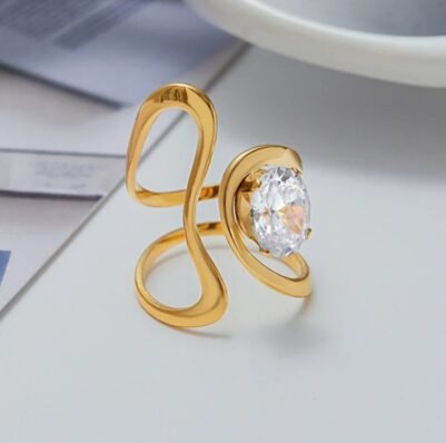 img_3449 Geometric Ring 18K Gold-plated Stainless Steel - Image 1