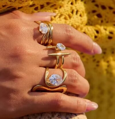 img_3450-2 Minimalist Ring with zircon 18K Gold-plated Stainless Steel - Image 2