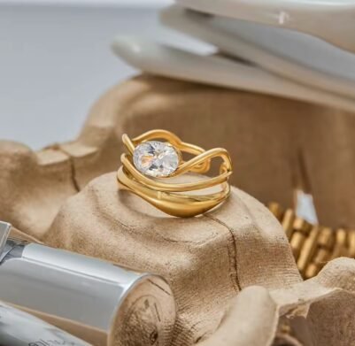 img_3452 Minimalist Ring with zircon 18K Gold-plated Stainless Steel - Image 1
