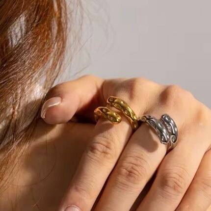Ring Metalic Texture 18K Gold-Plated