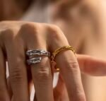 Ring Metalic Texture 18K Gold-Plated - Image 2