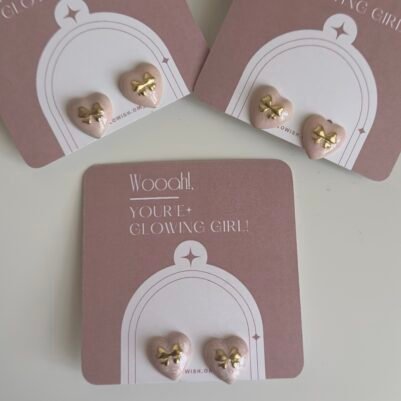 img_7199 Pink heart Bow earrings - Image 2