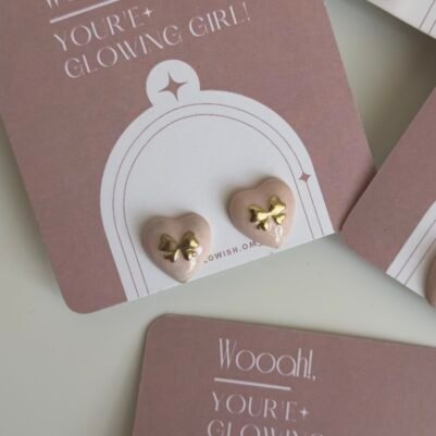 img_7200 Pink heart Bow earrings - Image 1