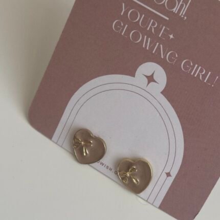 Brown heart earrings