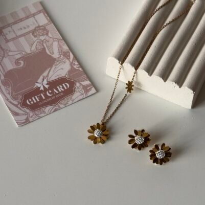 img_8072-2 18K Daisy Necklace & Earrings Set - Image 1