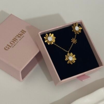 img_8110 18K Daisy Necklace & Earrings Set - Image 2
