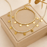 Tennis & stars stainless steel set (necklace & bracelet) - Image 2