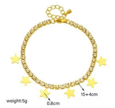 Tennis & stars stainless steel set (necklace & bracelet) - Image 3