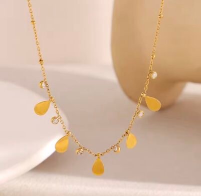 Teardrop 18k gold necklace, Stainless steel. - Image 3
