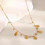 Teardrop 18k gold necklace, Stainless steel.