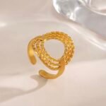Gold Plated Stainless Steel Adjustable Circular Geometric Ring
