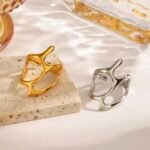 Gold Plated Stainless Steel Retro Irregular Open Ring
