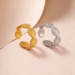 Geometric Open Gold Plated Stainless Steel Adjustable ring