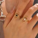 Hamsa hand gold stainless steel ring