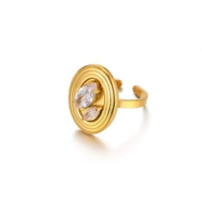 Crystal  stainless steel Adjustable Ring - Image 3