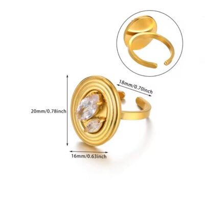 Crystal  stainless steel Adjustable Ring - Image 2