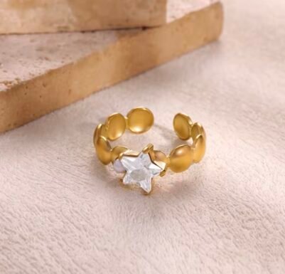 Star⭐️ Stainless steel Crystal Adjustable Ring - Image 2