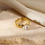 Stainless steel Crystal Adjustable Ring