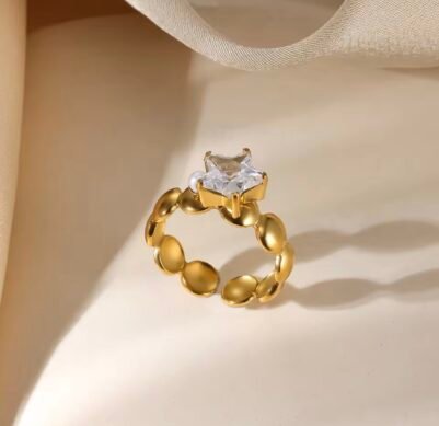 Star⭐️ Stainless steel Crystal Adjustable Ring - Image 3