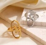 Flower Oval Ring Stainless Steel adjustable - Image 2