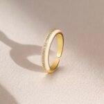 White Adjustable Gold Plated Geometric Ring