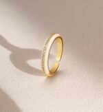 White Adjustable Gold Plated Geometric Ring