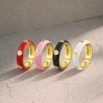 Adjustable Gold Plated Geometric colorful rings